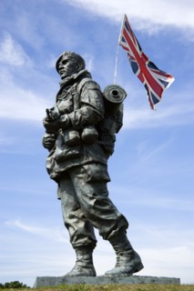 Royal Marines Museum on Southsea Seafront with bronze sculpture titled Yomper by Philip Jackson