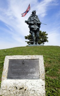 Royal Marines Museum on Southsea seafront with bronze sculpture Yomper by Philip Jackson modelled