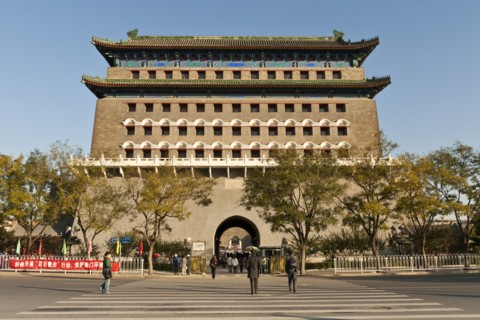 Tiananmen Square Archery tower also known as Qianmen Gate adjacent to Zhengyangmen Gate. Photo :