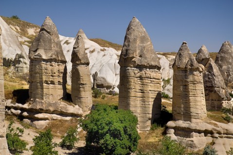 Love Valley. Group of phallic shaped fairy chimney rock formations in popular valley outside Goreme