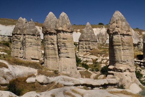 Love Valley. Group of phallic shaped fairy chimney rock formations in popular valley outside Goreme