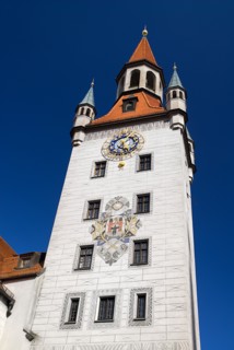 Marienplatz. Altes Rathaus or Old Town Hall. Original building dating from the fifteenth century