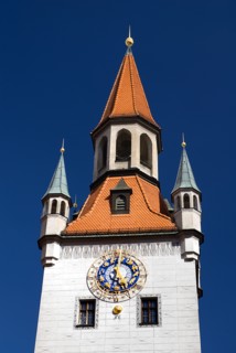 Marienplatz. Altes Rathaus or Old Town Hall. Original building dating from the fifteenth century