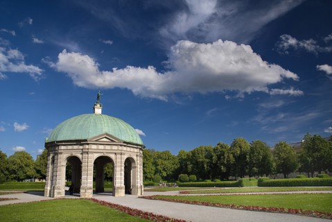 Hofgarten Royal Garden. Temple of the goddess Diana built 1615 with domed copper roof and circular