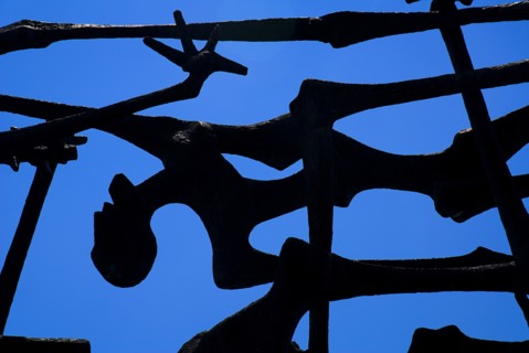 Dachau World War II Nazi Concentration Camp Memorial Site. Detail of 1968 Memorial by Yugoslavian