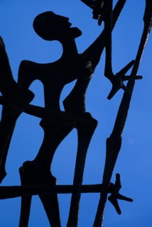 Dachau World War II Nazi Concentration Camp Memorial Site. Detail of 1968 Memorial by Yugoslavian