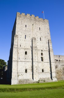Portchester Castle showing the Norman 12th Century Tower built within the Roman 3rd Century Saxon
