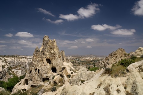 Open Air Museum. The Nuns Convent or Nunnery carved from outcrop of rock is seven storeys high and
