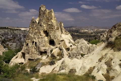 Open Air Museum. The Nuns Convent or Nunnery carved from outcrop of rock is seven storeys high and