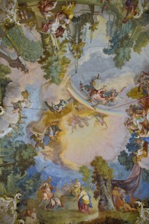 Nymphenburg Palace. Interior of Steinerner Saal the Stone or Great Hall with white and gold baroque