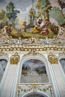 Nymphenburg Palace. Interior of Steinerner Saal the Stone or Great Hall with detail of painted