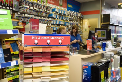 Rymans office staionery store with two female shop assistants behind counter. Photo: Paul Seheult