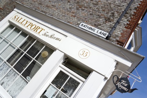 The Sallyport Tea Rooms on the corner of Bathing Lane and Broad Street on Spice Island in Old