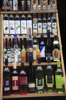 Display of wine in the Naschmarkt. Photo: Bennett Dean