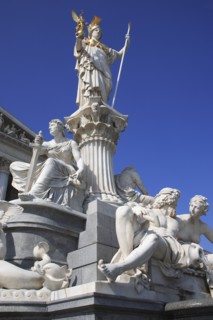 Statue of Athena in front of the Parliament building. Photo: Bennett Dean