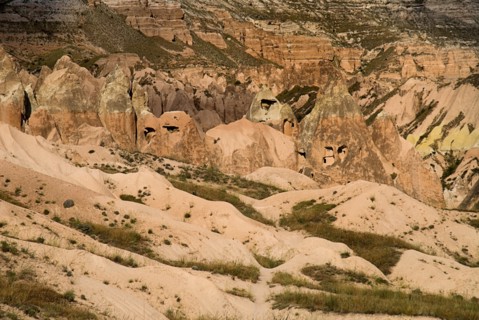 Red Valley. Hacli Kilise or The Church of the Cross. Exterior of rock cut cave church in volcanic