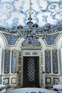 Nymphenburg Palace the Pagodenburg. Interior detail of elegant pavilion for royal relaxation with