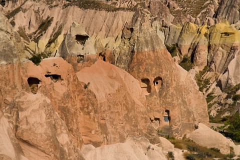 Red Valley. Hacli Kilise or The Church of the Cross. Exterior of rock cut cave church in volcanic