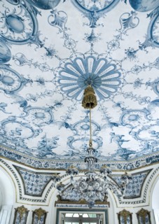 Nymphenburg Palace the Pagodenburg. Interior detail of elegant pavilion for royal relaxation with