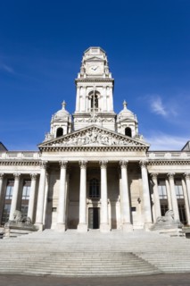 The Guildhall originally built in 1890 but rebuilt by 1959 after being bombed in 1941 during World