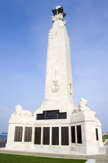 World War One Naval Memorial obelisk on Southsea seafront designed by Sir Robert Lorimer with