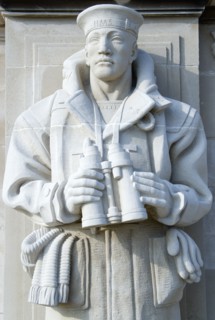 World War Two Naval Memorial on Southsea seafront designed by Sir Edmund Maufe with sculpture by