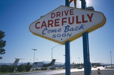 USA, Nevada, Las Vegas, Drive carefully sign. 
Photo : Stephen Rafferty