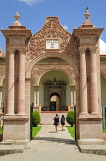Mexico, Bajio, Zcatecas, Entrance to the monastery of Guadalupe museum. 
Photo : Nick Bonetti