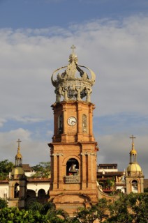 Mexico, Jalisco, Puerto Vallarta, Bell tower of Church of Guadalupe. 
Photo : Nick Bonetti