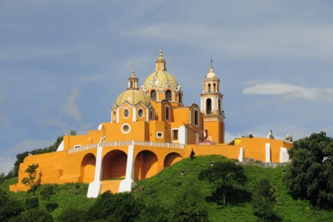 Mexico, Puebla, Cholula, Church of Neustra Senor de los Remedios or Our Lady of Remedios on wooded