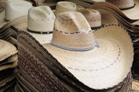 Mexico, Michoacan, Patzcuaro, Hats for sale in the market. 
Photo : Nick Bonetti