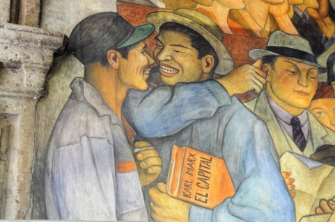 Mexico, Federal District, Mexico City, Detail of Mexico a Traves de los Siglos mural by Diego