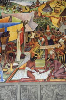 Mexico, Federal District, Mexico City, Detail of Mexico a Traves de los Siglos mural by Diego
