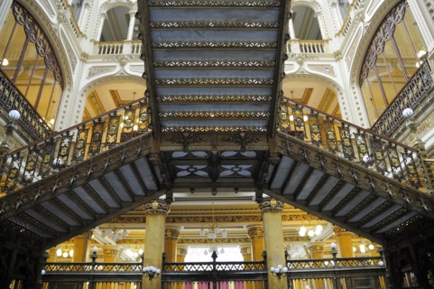 Mexico, Federal District, Mexico City, Art Nouveau interior and staircase of Correo Central the