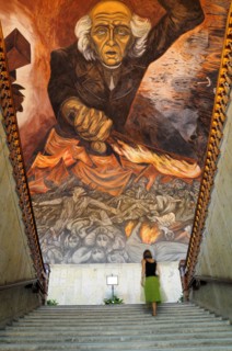 Mexico, Jalisco, Guadalajara, Palacio Gobierno or Government Palace Mural of Fr Miguel Hidalgo by
