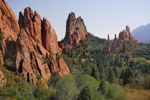 USA, Colorado, Colorado Springs, Garden of the Gods public park. Landscape with rock pinnacles.
