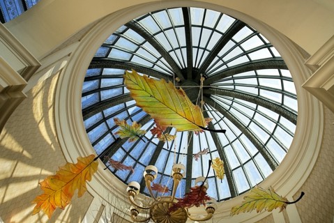 USA, Nevada, Las Vegas, The Strip interior roof detail of the Bellagio hotel conservatory. 
Photo