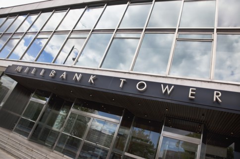 England, London, Westminster.Pimlico Angled view of exterior of Millbank Tower offices formerly