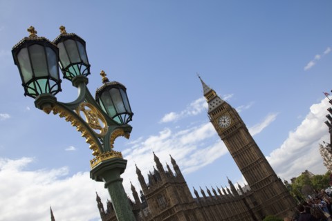 England, London, Westminster Houses of Parliament Clock Tower better known as Big Ben. 
Photo :