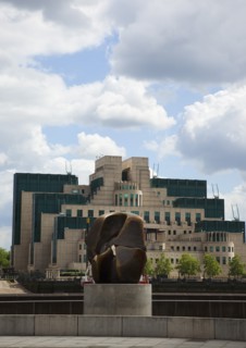 England, London, MI6 Headquarters on the Albert Embankment in Vauxhall seen from Millbank with a