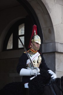 England, London, Westminster Whitehall Horse Guards Parade member of the Household Cavalry on