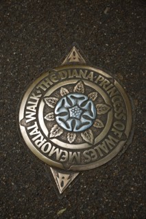 England, London, Westminster placque in the ground marking the Princess Diana memorial walk through
