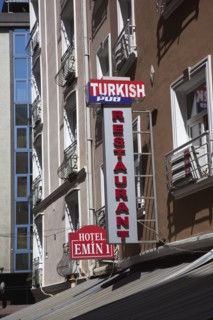 Turkey, Istanbul, Sirkeci restaurant sign. 
Photo : Stephen Rafferty