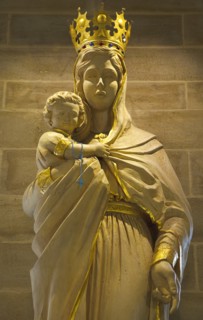 England, West Sussex, Shoreham-by-Sea, Lancing College Chapel interior statue of the Virgin Mary