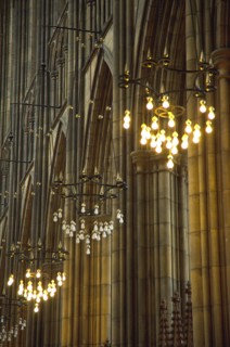 England, West Sussex, Shoreham-by-Sea, Lancing College Chapel interior view of the nave. 
Photo :