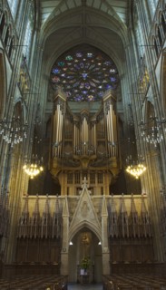England, West Sussex, Shoreham-by-Sea, Lancing College Chapel interior view of the nave. 
Photo :