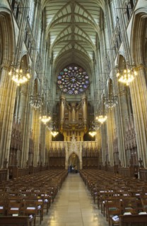 England, West Sussex, Shoreham-by-Sea, Lancing College Chapel interior view of the Nave. 
Photo :