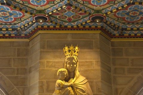 England, West Sussex, Shoreham-by-Sea, Lancing College Chapel interior statue of the Virgin Mary