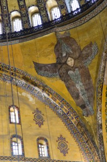 Turkey, Istanbul, Sultanahmet Haghia Sophia Mural of a six winged seraph or angel below the central