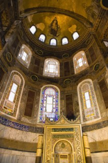 Turkey, Istanbul, Sultanahmet Haghia Sophia Christian mosaic of Virgin Mary and Infant Jesus and